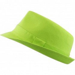 Fedoras 100% Cotton Paisley Lining Premium Quality Fedora Hat - Lime Green - CP12CQSRM8X $30.54