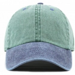Baseball Caps 100% Cotton Pigment Dyed Low Profile Dad Hat Six Panel Cap - 5. Green Navy - C8189UQHSLE $21.38