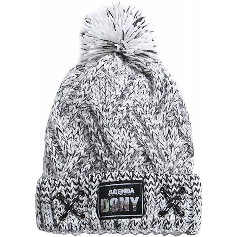 Skullies & Beanies Women's Beanies Knitting Wool Cosy Warm Winter Hat Ski Ladies' Crochet Cap Pom Pom - Gray - C218HXSCE93 $2...