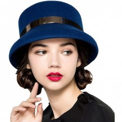Bucket Hats Women's Simple Wool Felt Bucket Hat - Royal Blue - CH12MCI7LX3 $74.17