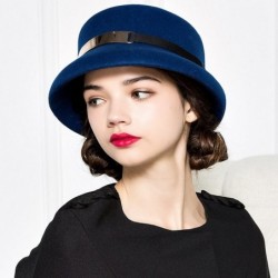 Bucket Hats Women's Simple Wool Felt Bucket Hat - Royal Blue - CH12MCI7LX3 $52.98