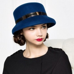 Bucket Hats Women's Simple Wool Felt Bucket Hat - Royal Blue - CH12MCI7LX3 $52.98