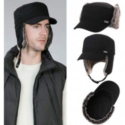 Newsboy Caps Mens Womens Winter Wool Baseball Cap with Ear Flaps Faux Fur Earflap Trapper Hunting Hat for Cold Weather - C818...