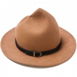 Fedoras Women Fedora Hat Witch Style- 100% Wool Felt Hat- Winter Bucket Hat - Camel - CB18L8C56XS $42.85