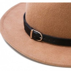 Fedoras Women Fedora Hat Witch Style- 100% Wool Felt Hat- Winter Bucket Hat - Camel - CB18L8C56XS $33.59