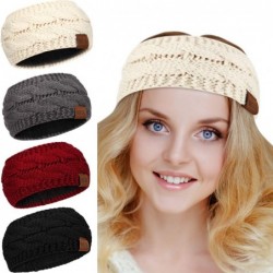 Cold Weather Headbands 4 Piece Womens Winter Warm Cable Knit Fuzzy Lined Head Wrap Ear Warmer Headband - CD18ASOW52C $17.22