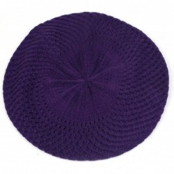 Berets Women's Fashion Knitted Beret Net Style Crochet - Purple - CV1107EQYFB $40.74