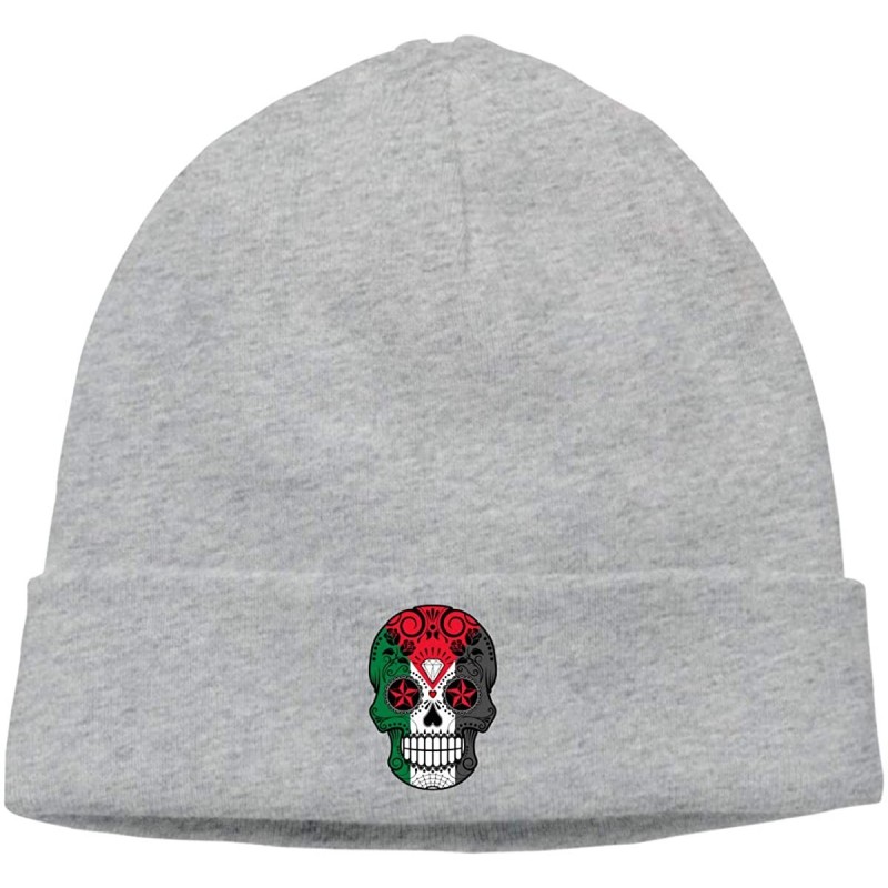 Skullies & Beanies Thick Knit Cap Mens Womens- Sugar Skull Roses Flag Palestine Beanie Hat - Gray - CW18KZWCQ62 $20.31