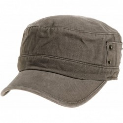 Baseball Caps Cadet Cap Cotton Vintage Hat Side Revets NC4731 - Brown - CM18422T4ZH $48.23
