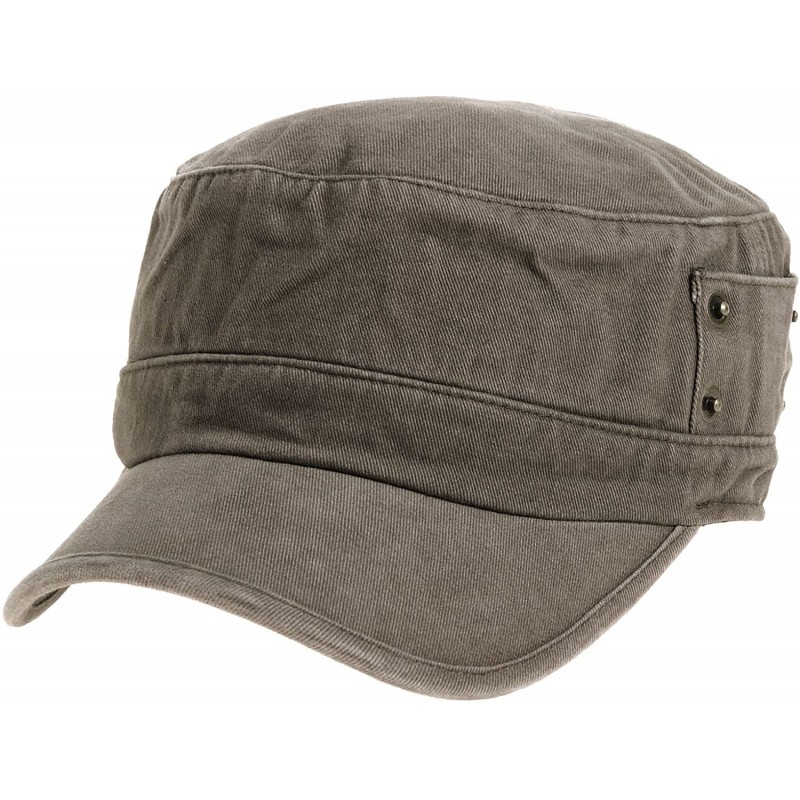 Baseball Caps Cadet Cap Cotton Vintage Hat Side Revets NC4731 - Brown - CM18422T4ZH $34.97
