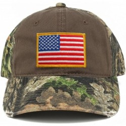 Baseball Caps US American Flag Patch Mossy Oak Realtree Camo Adjustable Cap - Choclate - Yellow Patch - CO12MY4GUHF $39.23