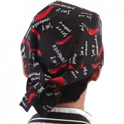 Baseball Caps Fashion Chefs Hat Cap Kitchen Catering Skull Cap Ribbon Cap Turban (Black) - Red - C3129H7WFAF $16.33