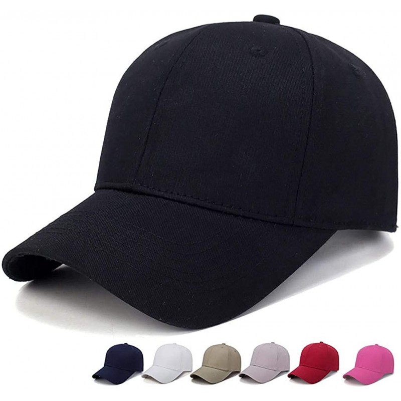 Baseball Caps Men's Baseball Cap Unisex Plain Sports Adjustable Solid Ball Hat Cotton Soft Panel Cap Outdoor Sun Hat - Black ...