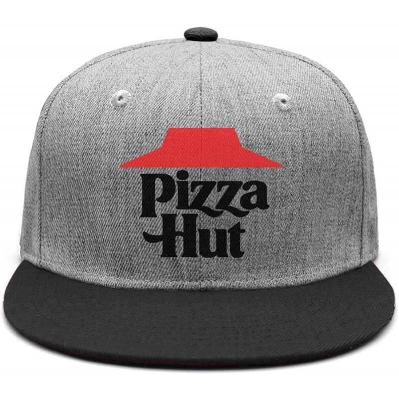 Baseball Caps uter ewjrt Adjustable Pizza-Hut-Logo Flat-Brimmed Hat Classic Snapback Cap Black - CU18OZ2AE4M $31.87