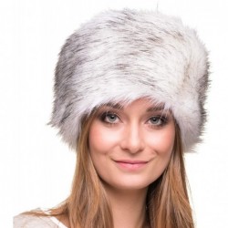 Bomber Hats Russian Faux Fur Hat for Women - Like Real Fur - Comfy Cossack Style - White With Black - C7110UBXC3X $49.43
