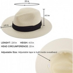 Sun Hats Womens Straw Panama Hat Wide Brim Sun Beach Hats with UV UPF 50+ Protection for Both Women Men - Beige-b - CV18UD5YS...