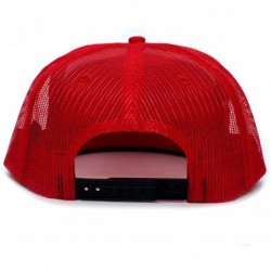 Baseball Caps Flat Bill Unisex-Adult One-Size Trucker Hat Cap Black/Red/White - CX180CI6SH4 $22.55