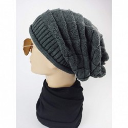 Skullies & Beanies Women Knit Beanie Baggy Oversize Winter Warm Hat Soft Slouchy Beanie Skully Cap - Dark Grey - C518KZKLGNQ ...