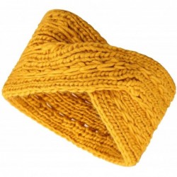 Cold Weather Headbands Womens Winter Warm Soft Crochet Knit Headwrap Ear Warmer Headband for Women - Yellow - CY1925937NH $15.49