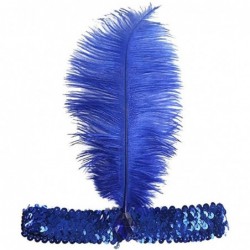 Headbands Women's Feather 1920s Headpiece Shining Sequins Party Headband - Blue - C312KHEBYJB $13.88