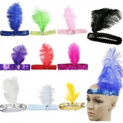 Headbands Women's Feather 1920s Headpiece Shining Sequins Party Headband - Blue - C312KHEBYJB $10.92