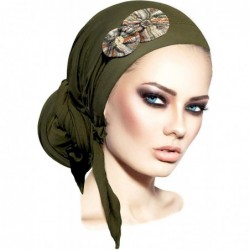 Headbands Soft Cotton pre-Tied Headscarf Headwrap Boho Chic Handmade Coconut Buttons Buckles Braid - CI19302Z8MZ $40.59