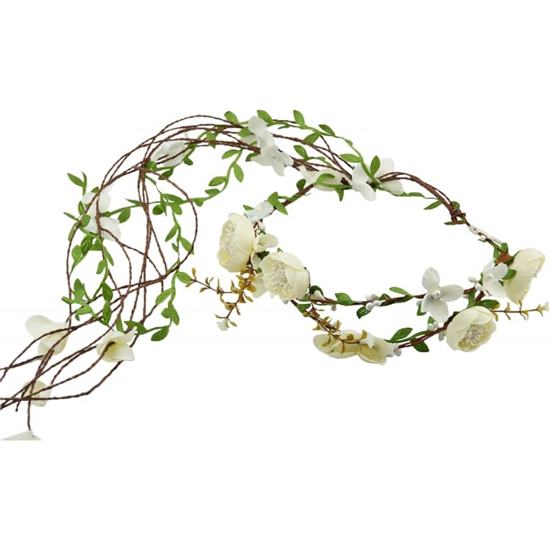 Headbands Adjustable Flower Headband Floral Garland Crown Halo Headpiece Boho with Ribbon Wedding Festival Party - 8 - CJ18H8...