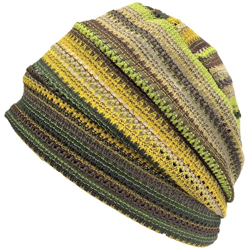 Skullies & Beanies Men Summer Beanie Knit - Women Hipster Slouchy Hat Boho Street Fashion Cap - Yellow - CG12EYHTVO7 $32.21