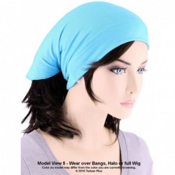 Skullies & Beanies Womens Ruffle Chemo Hat Beanie Scarf- Soft Turban Bandana Head Wrap for Cancer - 16- Sky Blue - CG12JDC5RC...