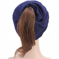 Newsboy Caps Visor Ponytail Beanie Baggy Slouchy Tail Cotton Skullcap Warm Headscarf Winter Hat - Star-wine - CA18M020DIO $14.86