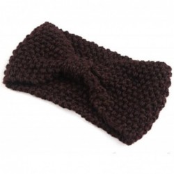 Headbands Women Knitted Bow Headband Crochet Hairband Winter Ear Warmer Headwrap (N77) - Coffee - CW120PMZ2MF $49.26