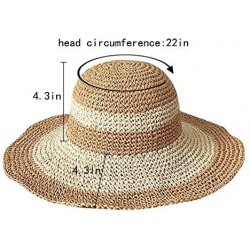 Sun Hats Womens Foldable Wide Brim Roll-up Straw Hat Beach Big Sun Cap UPF 50 - Kahaki & Beige - CR18QW9AN0E $31.56
