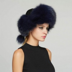 Bomber Hats Women's Fur Trapper Hat with Sheepskin Earflap Bomber Hat Men's Winter Fur Hat(Blue) - CJ1876U4X59 $59.35