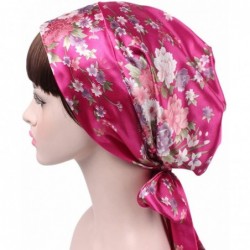 Skullies & Beanies Soft Satin Head Scarf Sleeping Cap Hair Covers Turbans Bonnet Headwear for Women - Rose - C718CG9C796 $14.28