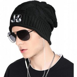 Skullies & Beanies Trendy Winter Warm Beanies Hat for Mens Women's Slouchy Soft Knit Beanie Cool Knitting Caps - Black-8 - CW...