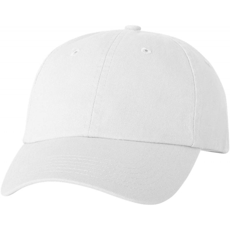 Baseball Caps Bio-Washed Unstructured Cotton Adjustable Low Profile Strapback Cap - White - CW12EXQQ3GN $15.56