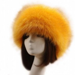 Cold Weather Headbands Women's Faux Fur Headband Soft Winter Cossack Russion Style Hat Cap - Orange Yellow - C118L8INCS6 $24.62