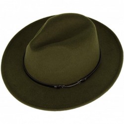 Fedoras Men & Women Classic Wide Brim Fedora Hat with Belt Buckle Wool Felt Panama Fedora M/L - A-olive Green - CD18A5UXWNH $...