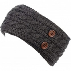 Headbands Women's Winter Chic Cable Warm Fleece Lined Crochet Knit Headband Turban - Charcoal - C918IL8ACDD $28.21