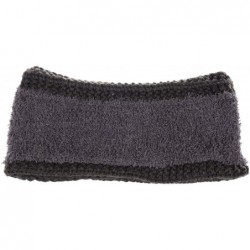 Headbands Women's Winter Chic Cable Warm Fleece Lined Crochet Knit Headband Turban - Charcoal - C918IL8ACDD $32.78