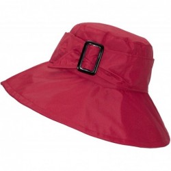 Bucket Hats Cute Bucket Rain Hat w/Buckle Accent- 3.5 inch Wide Brim- Roll-Up Packable - Red - CQ18595L6KS $60.77