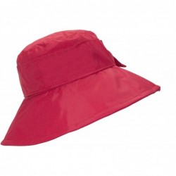 Bucket Hats Cute Bucket Rain Hat w/Buckle Accent- 3.5 inch Wide Brim- Roll-Up Packable - Red - CQ18595L6KS $37.98