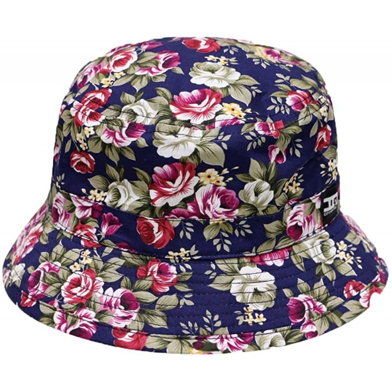 Bucket Hats Rose Garden Bucket Hats - Navy - CB11V9YIYDN $15.28