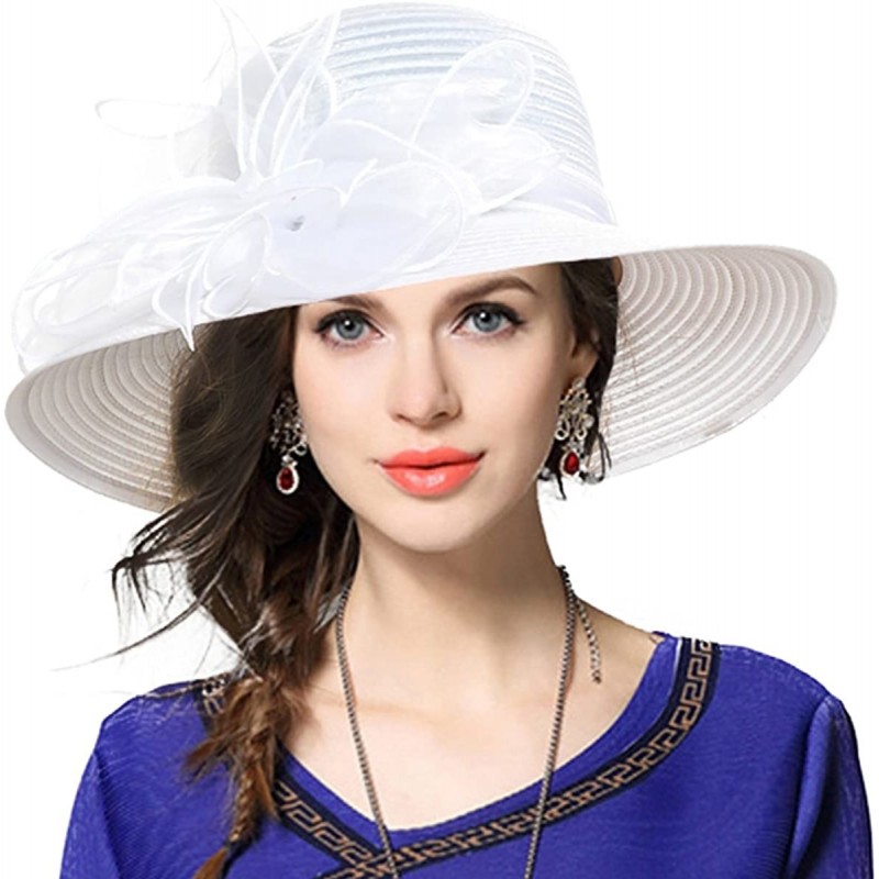 Sun Hats Kentucky Derby Dress Church Cloche Hat Sweet Cute Floral Bucket Hat - Leaf-white - C3189Z0UL6H $30.82