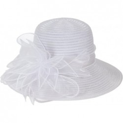 Sun Hats Kentucky Derby Dress Church Cloche Hat Sweet Cute Floral Bucket Hat - Leaf-white - C3189Z0UL6H $30.82