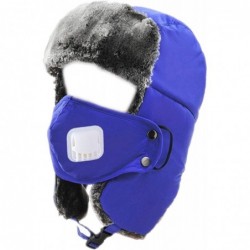Skullies & Beanies New Winter Trapper Hat Ushanka Russian Style Cap with Ear Flap Chin Strap and Windproof Mask - Blue - C018...