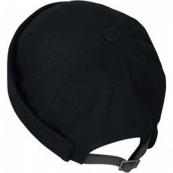 Skullies & Beanies Solid Color Cotton Short Beanie Strap Back Casual Cap Soft Hat - Black - CC188OZUNOD $34.94