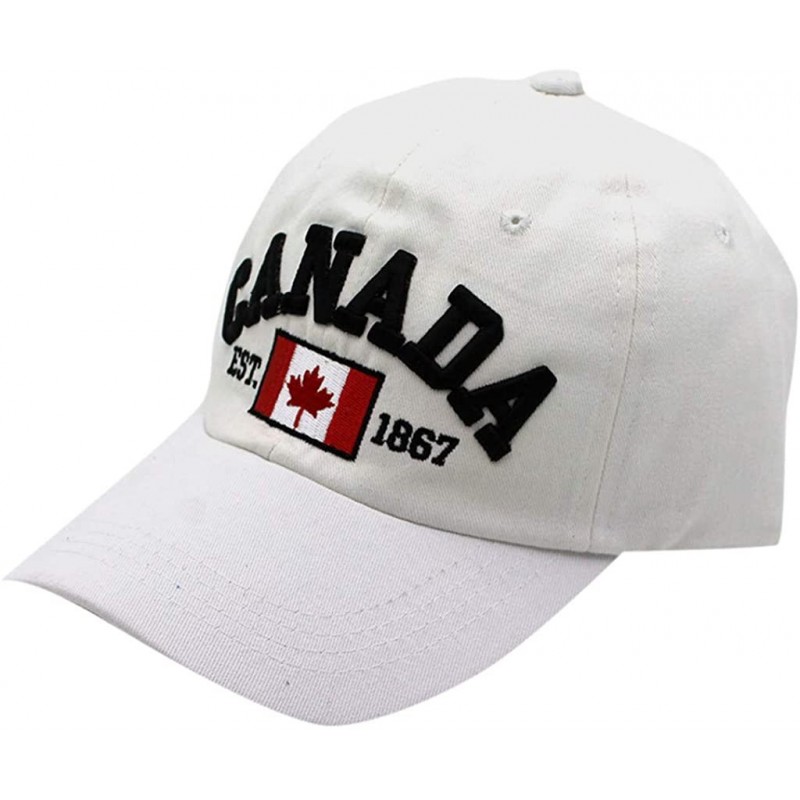 Baseball Caps 1867 Baseball Cap-Unisex Canada Flag Print Ball Cap Cotton Comfy Hat Outdoor Dad Hat - White - CA18W59KNSE $20.78