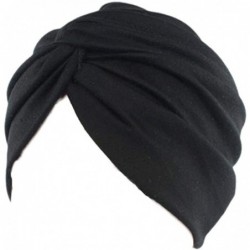 Skullies & Beanies Women's Sleep Soft Turban Pre Tied Cotton India Chemo Cap Beanie Turban Headwear - Deep Black - CT197U3LQ8...
