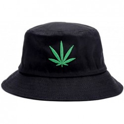 Baseball Caps Weed Bucket Cap- Marijuana Unisex Fishing Cannabis Embroidered Sun Flat Cap Hat - Black - C318G0QHT0R $22.55